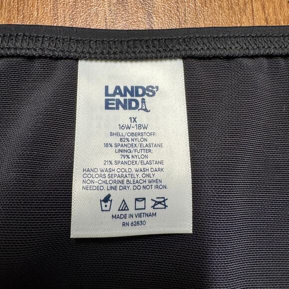 Lands End Solid Black Bikini Bottom Mid Rise Plus Size 1X Brief Banded Waist - Picture 5 of 5